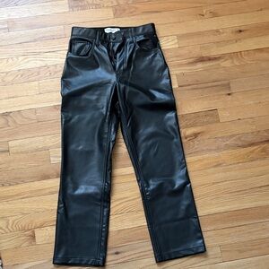 abercrombie & fitch 90s straight ultra high rise vegan leather pants sz 26/2 xs